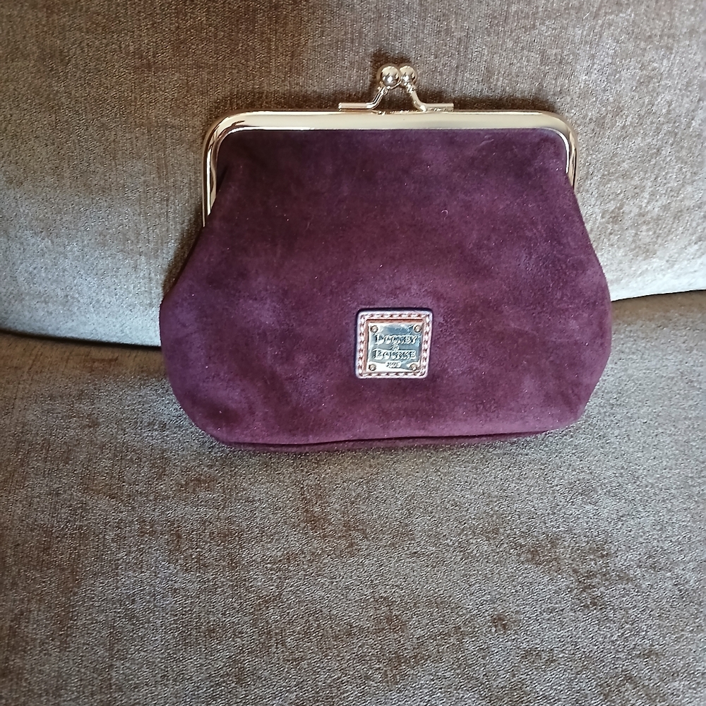 New Dooney & Bourke Burgundy Suede Coin Purse.
